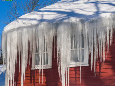 Snow on House, Damaging Snowfall, Icicles on House